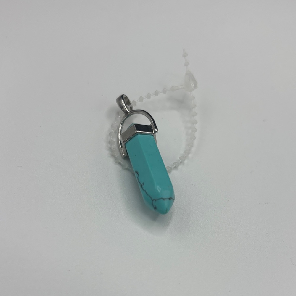 Turquoise Point Pendant Necklace with Silver Cap - Women Jewelry